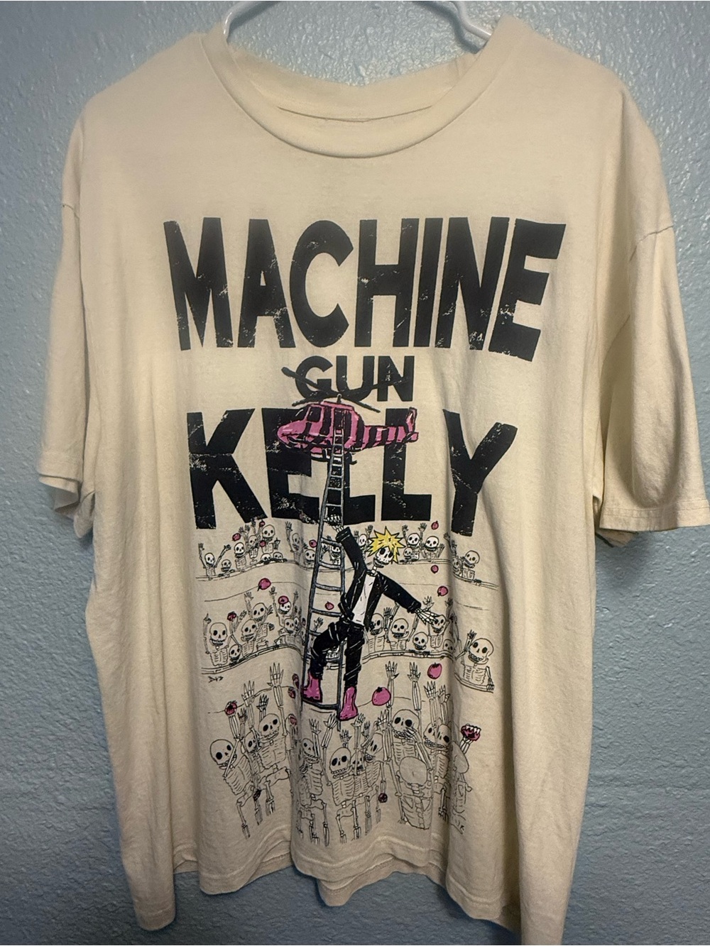 Machine Gun Kelly Graphic Tee - Cream with Pink Accents